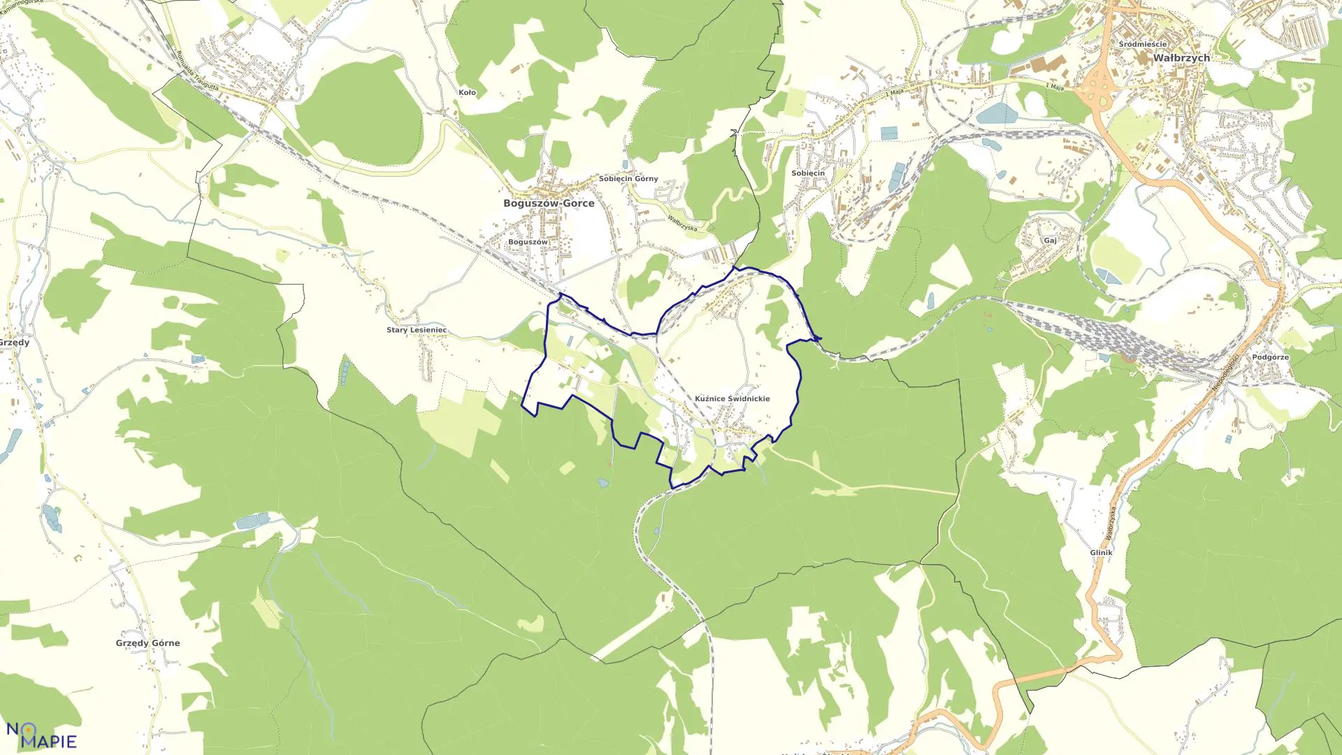 Mapa obrębu NR 7 KUŹNICE ŚWIDNICKIE w mieście Boguszów-Gorce
