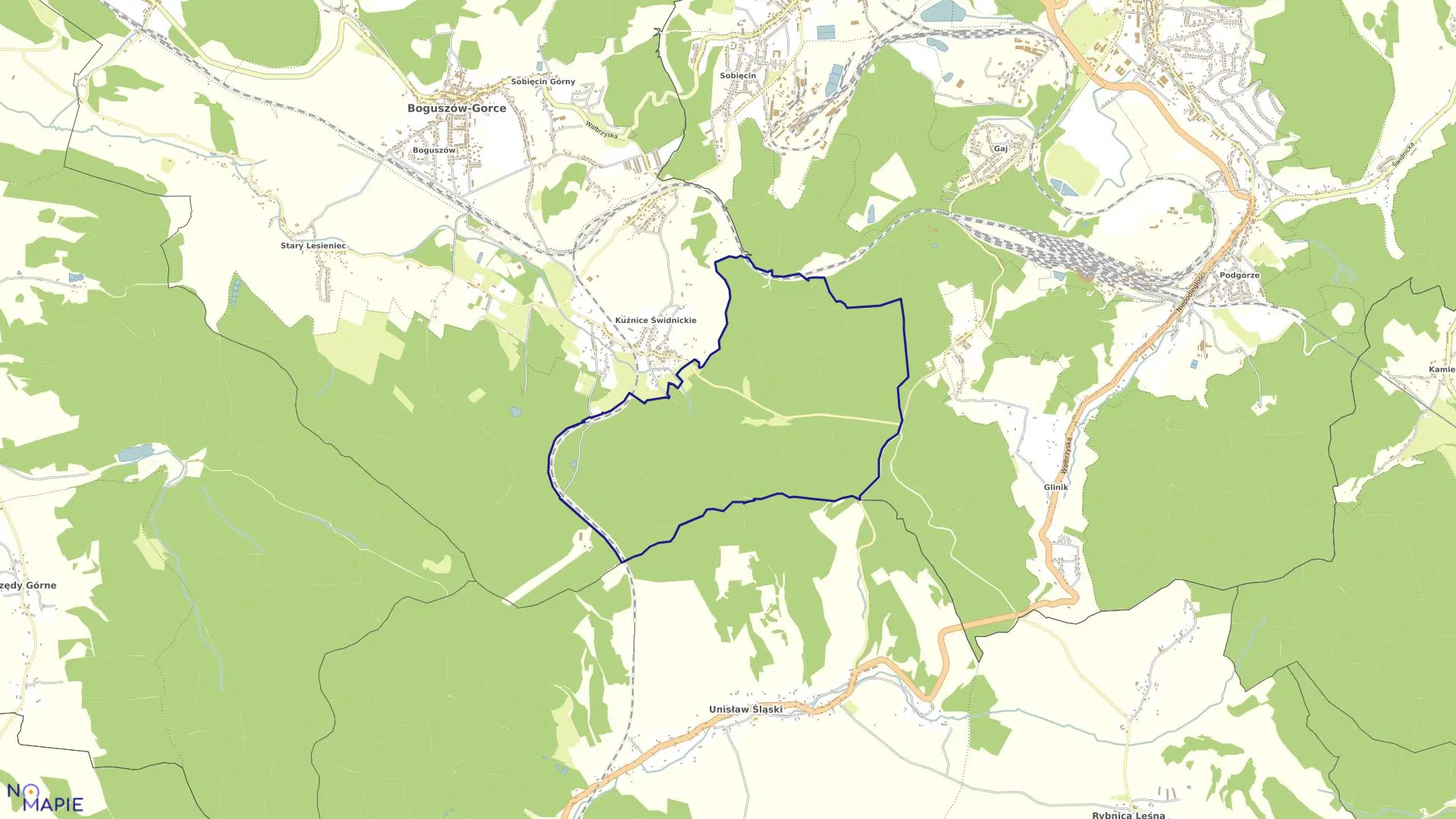 Mapa obrębu NR 8 KUŹNICE ŚWIDNICKIE w mieście Boguszów-Gorce